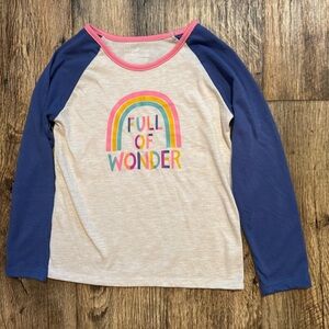 Cat & Jack Cream and Blue Rainbow Long Sleeve Pajama Top Size Small 6/6X‎